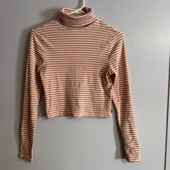 Levi’s Lightweight Crop Turtleneck Striped Sweater Top Size XS - Picture 1 of 7